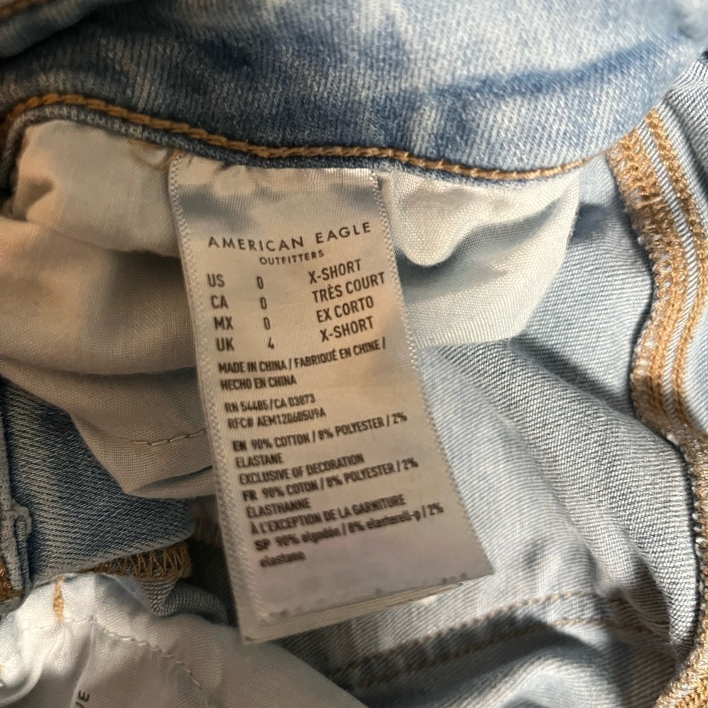 American Eagle Outfitters Ripped Blue Boyfriend Jeans Size 0 - Picture 7 of 8
